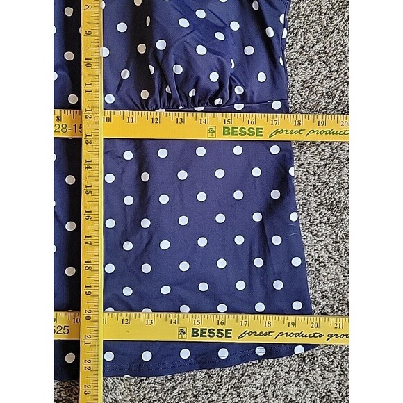 Lands' End Swim Top Navy 18W Square Neck Tankini Polka Dot 1X Underwire S490 - Picture 9 of 13